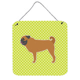 Caroline'S Treasures Pug Checkerboard Green Wall Or Door Hanging Prints Bb3847Ds66, 6 X 6, Multicolor