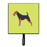 Caroline'S Treasures Airedale Terrier Checkerboard Green Leash Or Key Holder Bb3857Sh4, Small, Multicolor