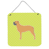 Caroline'S Treasures Bullmastiff Checkerboard Green Wall Or Door Hanging Prints Bb3871Ds66, 6 X 6, Multicolor