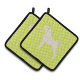 Caroline'S Treasures Anatolian Shepherd Checkerboard Green Pair Of Pot Holders Bb3877Pthd, 7.5Hx7.5W, Multicolor