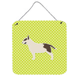 Caroline'S Treasures Bull Terrier Checkerboard Green Wall Or Door Hanging Prints Bb3878Ds66, 6 X 6, Multicolor