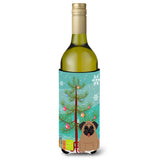 Caroline'S Treasures Bb4130Literk Merry Christmas Tree Pug Brown Wine Bottle Beverage Insulator Hugger, 750Ml, Multicolor