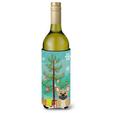 Caroline'S Treasures Bb4135Literk Merry Christmas Tree French Bulldog Cream Wine Bottle Beverage Insulator Hugger, 750Ml, Mult