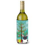 Caroline'S Treasures Bb4137Literk Merry Christmas Tree French Bulldog Black White Wine Bottle Beverage Insulator Hugger, 750Ml