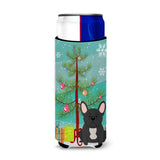 Caroline'S Treasures Bb4139Muk Merry Christmas Tree French Bulldog Black Michelob Ultra Hugger For Slim Cans, Multicolor