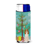 Caroline'S Treasures Bb4156Muk Merry Christmas Tree Russian Spaniel Michelob Ultra Hugger For Slim Cans, Multicolor