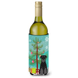Caroline'S Treasures Bb4157Literk Merry Christmas Tree Standard Schnauzer Black Wine Bottle Beverage Insulator Hugger, 750Ml,