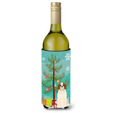 Caroline'S Treasures Bb4160Literk Merry Christmas Tree Saint Bernard Wine Bottle Beverage Insulator Hugger, 750Ml, Multicolor,