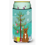 Caroline'S Treasures Merry Christmas Tree Staffordshire Bull Terrier Brown Tall Boy Beverage Insulator Hugger Bb4172Tbc, Multi