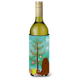 Caroline'S Treasures Bb4175Literk Merry Christmas Tree Caucasian Shepherd Dog Wine Bottle Beverage Insulator Hugger, 750Ml, Mu