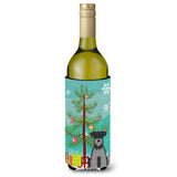 Caroline'S Treasures Bb4177Literk Merry Christmas Tree Miniature Schnauzer Black Silver Wine Bottle Beverage Insulator Hugger,