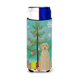 Caroline'S Treasures Bb4180Muk Merry Christmas Tree Yellow Labrador Michelob Ultra Hugger For Slim Cans, Multicolor