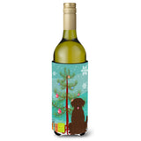 Caroline'S Treasures Bb4181Literk Merry Christmas Tree Chocolate Labrador Wine Bottle Beverage Insulator Hugger, 750Ml, Multic