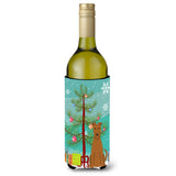 Caroline'S Treasures Bb4187Literk Merry Christmas Tree Irish Terrier Wine Bottle Beverage Insulator Hugger, 750Ml, Multicolor,