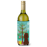 Caroline'S Treasures Bb4188Literk Merry Christmas Tree Irish Water Spaniel Wine Bottle Beverage Insulator Hugger, 750Ml, Multi