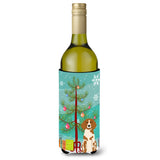 Caroline'S Treasures Bb4197Literk Merry Christmas Tree Brittany Spaniel Wine Bottle Beverage Insulator Hugger, 750Ml, Multicol
