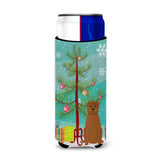 Caroline'S Treasures Bb4198Muk Merry Christmas Tree Dogue De Bordeaux Michelob Ultra Hugger For Slim Cans, Multicolor
