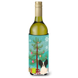 Caroline'S Treasures Bb4201Literk Merry Christmas Tree Papillon Black White Wine Bottle Beverage Insulator Hugger, 750Ml, Mult
