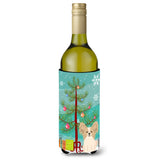 Caroline'S Treasures Bb4202Literk Merry Christmas Tree Papillon Sable White Wine Bottle Beverage Insulator Hugger, 750Ml, Mult