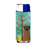 Caroline'S Treasures Bb4209Muk Merry Christmas Tree Bullmastiff Michelob Ultra Hugger For Slim Cans, Multicolor