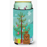 Caroline'S Treasures Merry Christmas Tree Shih Tzu Silver Chocolate Tall Boy Beverage Insulator Hugger Bb4211Tbc, Multicolor