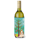 Caroline'S Treasures Bb4212Literk Merry Christmas Tree Shih Tzu Red White Wine Bottle Beverage Insulator Hugger, 750Ml, Multic