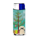 Caroline'S Treasures Bb4231Muk Merry Christmas Tree Pekingese Cream Michelob Ultra Hugger For Slim Cans, Multicolor