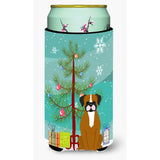 Caroline'S Treasures Merry Christmas Tree Flashy Fawn Boxer Tall Boy Beverage Insulator Hugger Bb4241Tbc, Multicolor