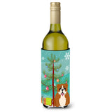 Caroline'S Treasures Bb4245Literk Merry Christmas Tree English Bulldog Red White Wine Bottle Beverage Insulator Hugger, 750Ml,