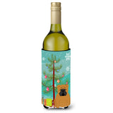 Caroline'S Treasures Bb4247Literk Merry Christmas Tree English Bulldog Red Wine Bottle Beverage Insulator Hugger, 750Ml, Multi