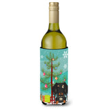 Caroline'S Treasures Bb4253Literk Merry Christmas Tree Wire Haired Dachshund Dapple Wine Bottle Beverage Insulator Hugger, 750