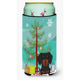 Caroline'S Treasures Merry Christmas Tree Dachshund Black Tan Tall Boy Beverage Insulator Hugger Bb4257Tbc, Multicolor
