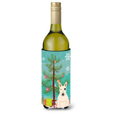 Caroline'S Treasures Bb4263Literk Merry Christmas Tree Bull Terrier White Wine Bottle Beverage Insulator Hugger, 750Ml, Multic