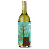 Caroline'S Treasures Bb4266Literk Merry Christmas Tree Chow Chow Chocolate Wine Bottle Beverage Insulator Hugger, 750Ml, Multi