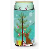 Caroline'S Treasures Abyssinian Cat Merry Christmas Tree Tall Boy Beverage Insulator Hugger, Multicolor