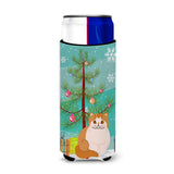 Caroline'S Treasures Exotic Shorthair Cat Merry Christmas Tree Michelob Ultra Hugger For Slim Cans, Slim Can, Multicolor