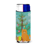 Caroline'S Treasures Scottish Fold Cat Merry Christmas Tree Michelob Ultra Hugger For Slim Cans, Slim Can, Multicolor