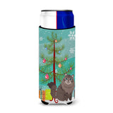 Caroline'S Treasures Siberian Cat Merry Christmas Tree Michelob Ultra Hugger For Slim Cans, Slim Can, Multicolor