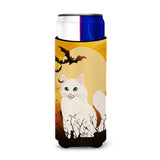 Caroline'S Treasures Halloween Turkish Angora Cat Michelob Ultra Hugger For Slim Cans, Slim Can, Multicolor