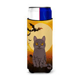 Caroline'S Treasures Halloween Chartreux Cat Michelob Ultra Hugger For Slim Cans, Slim Can, Multicolor