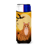 Caroline'S Treasures Halloween Maine Coon Cat Michelob Ultra Hugger For Slim Cans, Slim Can, Multicolor