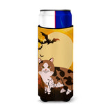 Caroline'S Treasures Halloween Manx Cat Michelob Ultra Hugger For Slim Cans, Slim Can, Multicolor