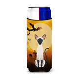 Caroline'S Treasures Halloween Siamese Cat Michelob Ultra Hugger For Slim Cans, Slim Can, Multicolor