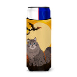 Caroline'S Treasures Halloween Siberian Cat Michelob Ultra Hugger For Slim Cans, Slim Can, Multicolor