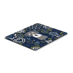 Blue Flowers Schnauzer Mouse Pad, Hot Pad Or Trivet