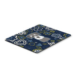 Blue Flowers Schnauzer Mouse Pad, Hot Pad Or Trivet
