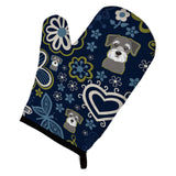 Caroline'S Treasures Blue Flowers Schnauzer, Large, Multicolor Oven Mitt