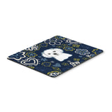 Blue Flowers Maltese Mouse Pad, Hot Pad Or Trivet