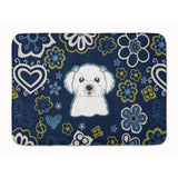 Caroline'S Treasures Blue Flowers Maltese Floor Mat, 19 X 27, Multicolor
