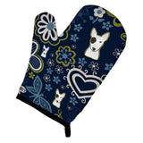 Caroline'S Treasures Blue Flowers Bull Terrier, Large, Multicolor Oven Mitt